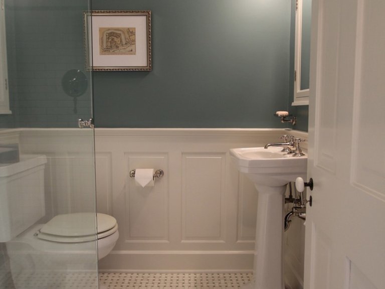 Wainscot Bathroom Brown Vanity